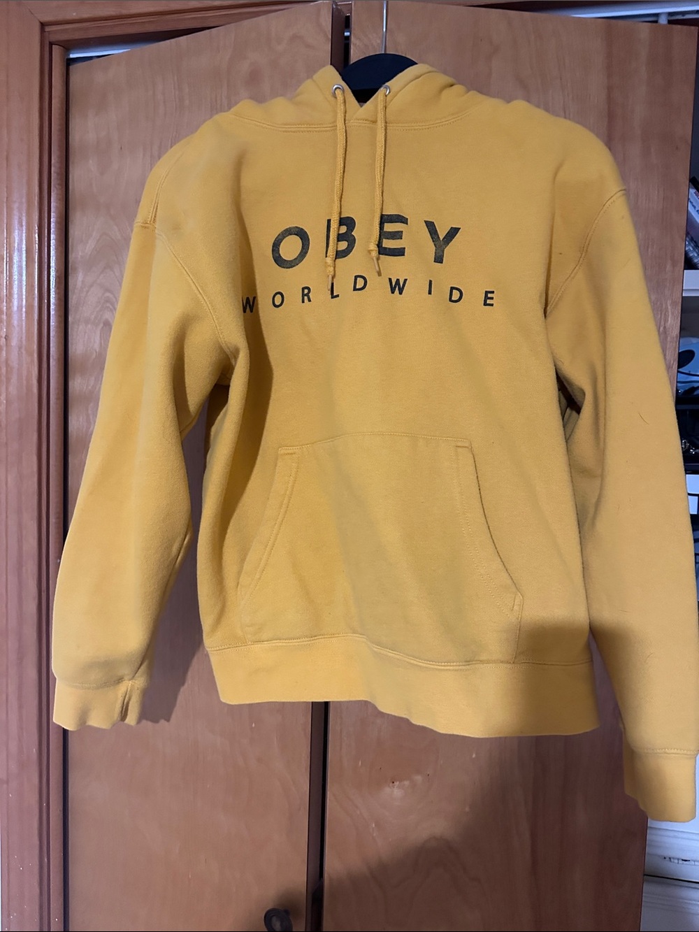 Obey Men's Mustard Yellow Crewneck Hoodie